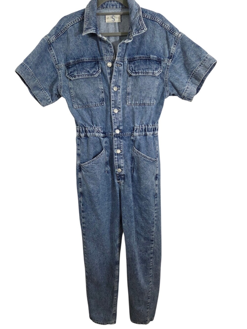 We the Free People Marci Denim Coveralls Jumpsuit Small Boho Utility Casual